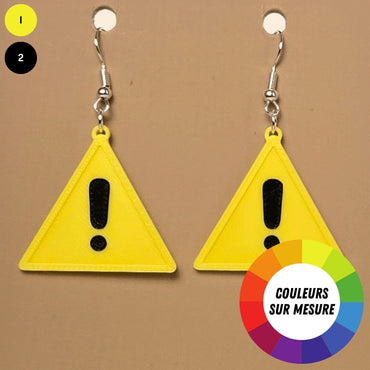 Boucle d'oreille en forme de Avertissement General avec crochets hypoallergéniques sans nickel