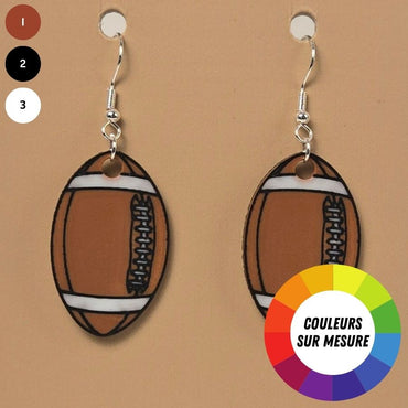 Boucle d'oreille en forme de Ballon Football avec crochets hypoallergéniques sans nickel