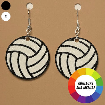 Boucle d'oreille en forme de Ballon Volleyball avec crochets hypoallergéniques sans nickel