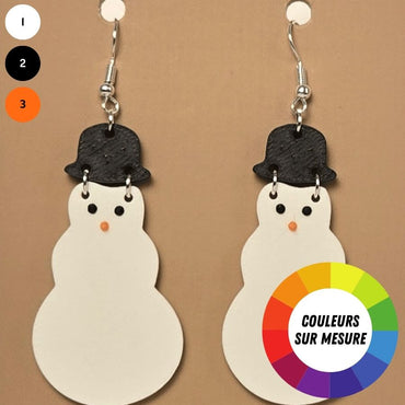 Boucle d'oreille en forme de Bonhomme de neige festive avec crochets hypoallergéniques sans nickel