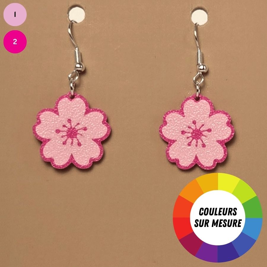 Boucle d'oreille en forme de Cherry Blossom avec crochets hypoallergéniques sans nickel
