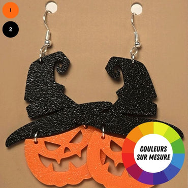 Boucle d'oreille en forme de Citrouille Sorcier avec crochets hypoallergéniques sans nickel