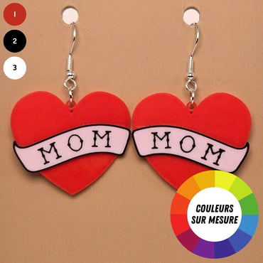 Boucle d'oreille en forme de Cœur mère avec crochets hypoallergéniques sans nickel