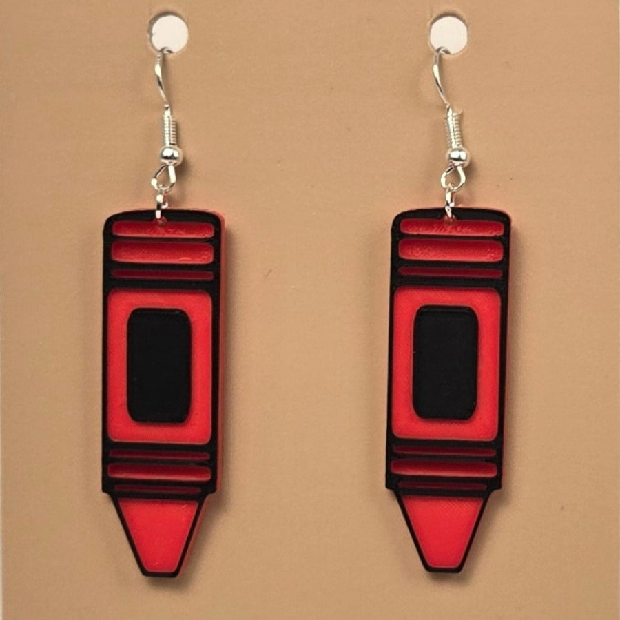 Boucle d'oreille en forme de Crayon couleur avec crochets hypoallergéniques sans nickel