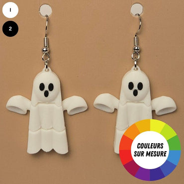 Boucle d'oreille en forme de Fantôme Articulé avec crochets hypoallergéniques sans nickel