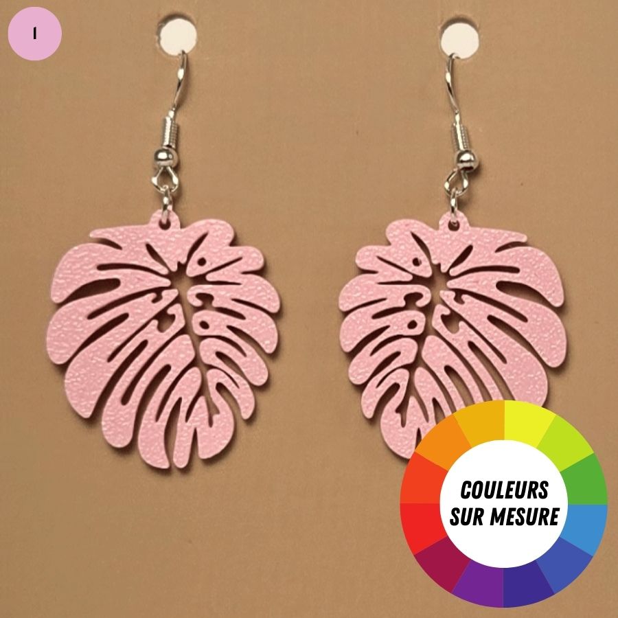 Boucle d'oreille en forme de Feuille avec crochets hypoallergéniques sans nickel