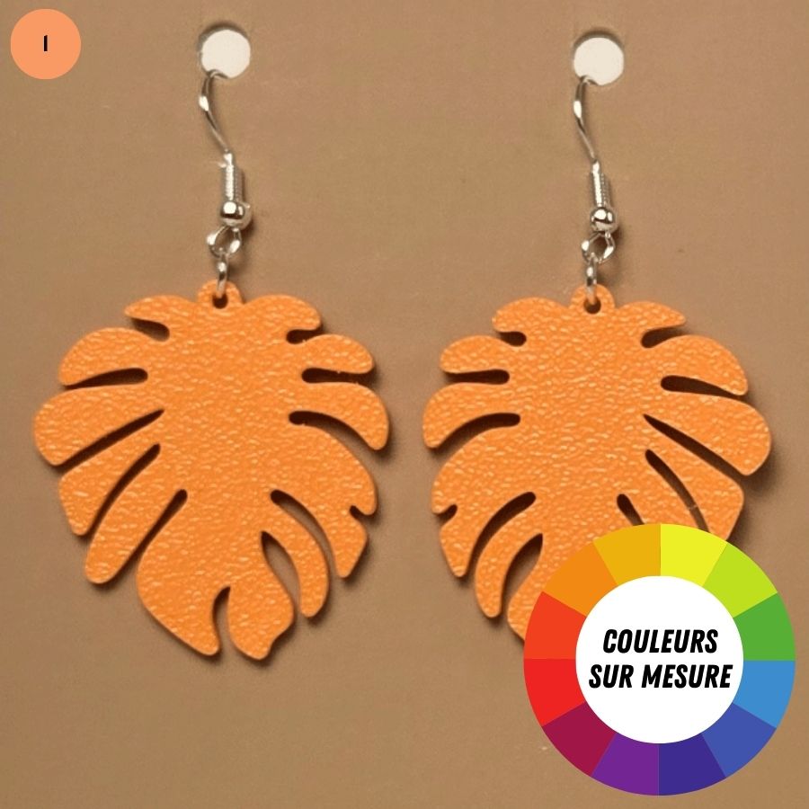 Boucle d'oreille en forme de Feuille avec crochets hypoallergéniques sans nickel