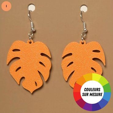 Boucle d'oreille en forme de Feuille avec crochets hypoallergéniques sans nickel
