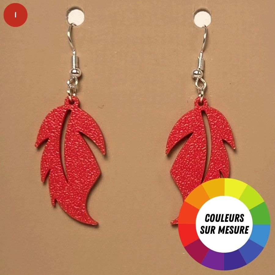 Boucle d'oreille en forme de Feuille avec crochets hypoallergéniques sans nickel
