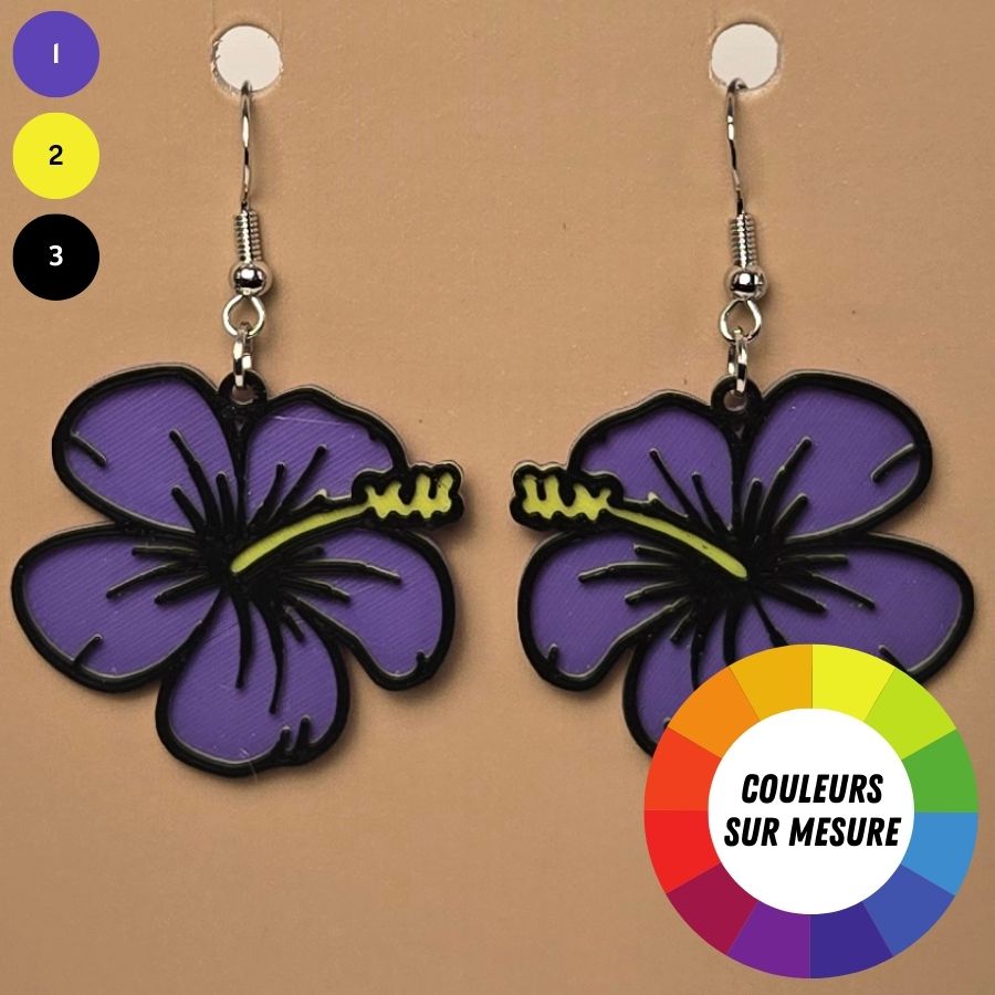 Boucle d'oreille en forme de Fleur avec crochets hypoallergéniques sans nickel