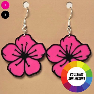 Boucle d'oreille en forme de Fleur avec crochets hypoallergéniques sans nickel