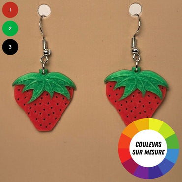 Boucle d'oreille en forme de Fraise avec crochets hypoallergéniques sans nickel