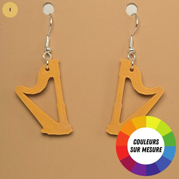 Boucle d'oreille en forme de Harpe avec crochets hypoallergéniques sans nickel