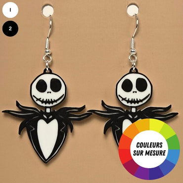 Boucle d'oreille en forme de Jack Skellington avec crochets hypoallergéniques sans nickel