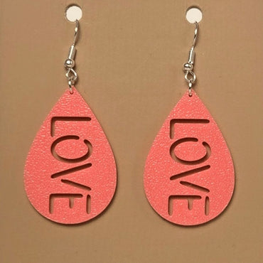 Boucle d'oreille en forme de Love imprimée en 3D avec crochets hypoallergéniques sans nickel