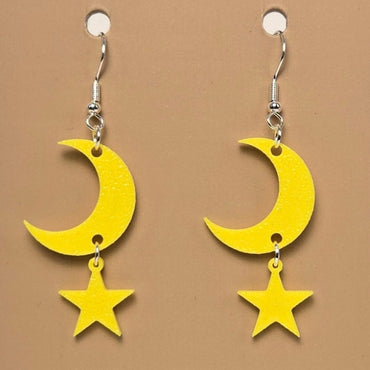 Boucle d'oreille en forme de Lune et étoile avec crochets hypoallergéniques sans nickel