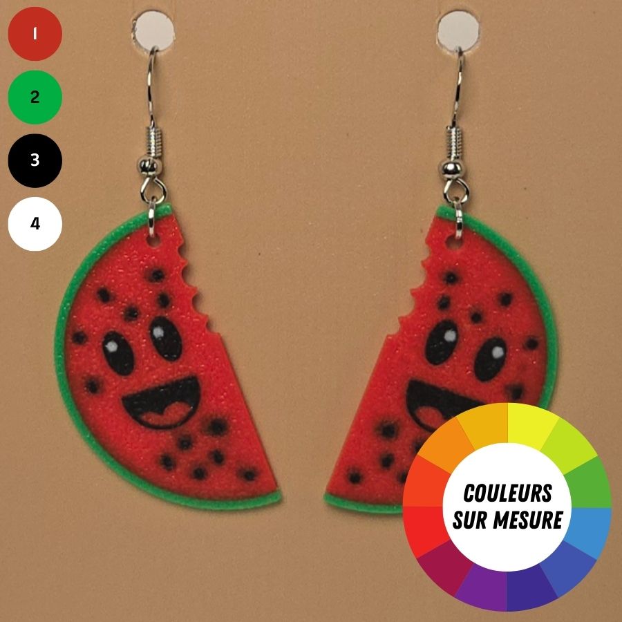 Boucle d'oreille en forme de Melon d'eau avec crochets hypoallergéniques sans nickel