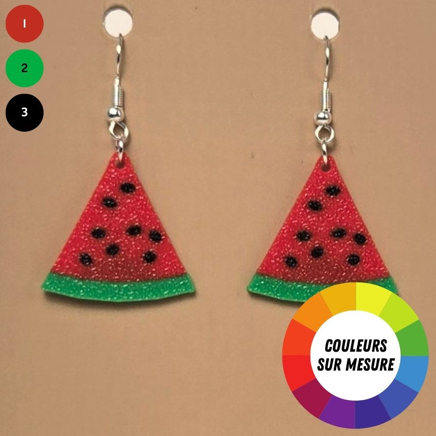 Boucle d'oreille en forme de Melon d'eau avec crochets hypoallergéniques sans nickel