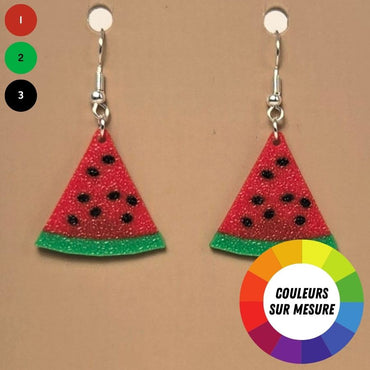 Boucle d'oreille en forme de Melon d'eau avec crochets hypoallergéniques sans nickel