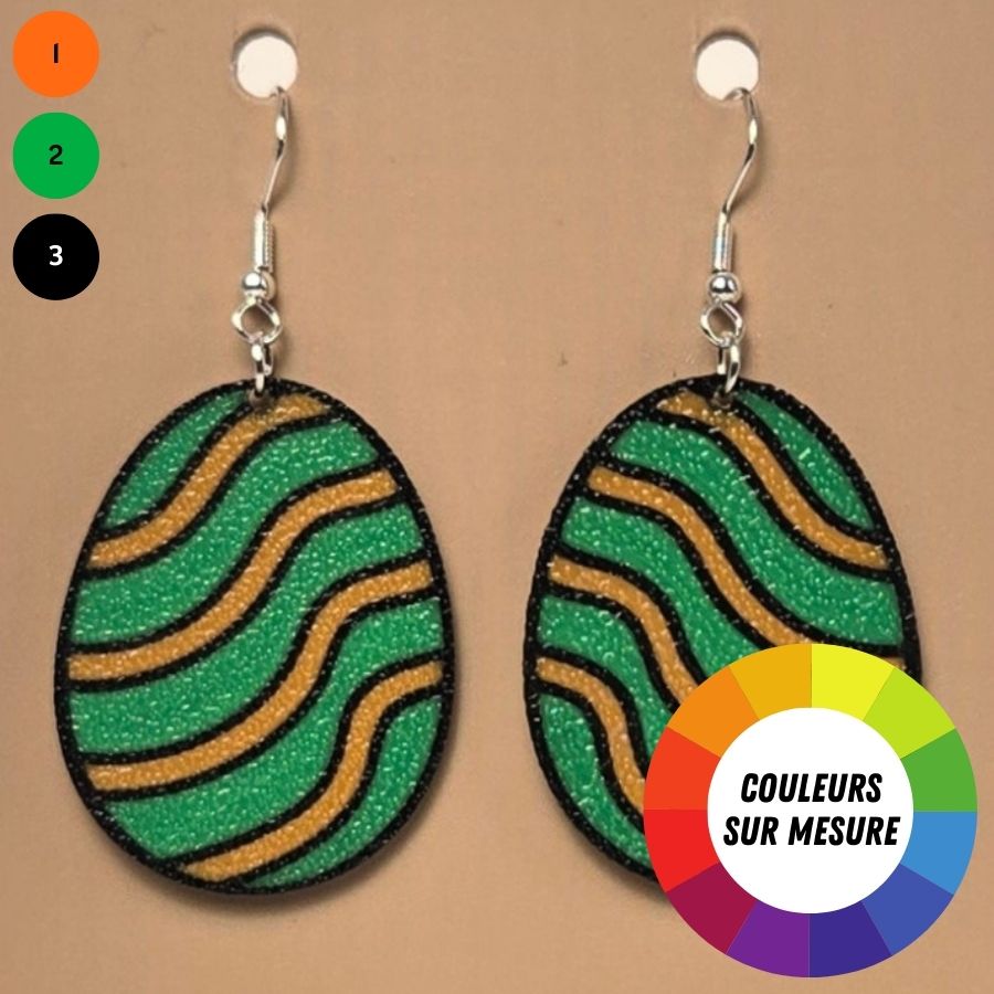 Boucle d'oreille en forme de Œuf avec crochets hypoallergéniques sans nickel