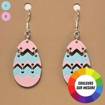 Boucle d'oreille en forme de Œuf avec crochets hypoallergéniques sans nickel