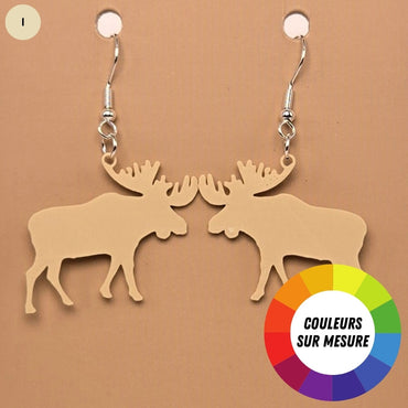 Boucle d'oreille en forme de Orignal avec crochets hypoallergéniques sans nickel