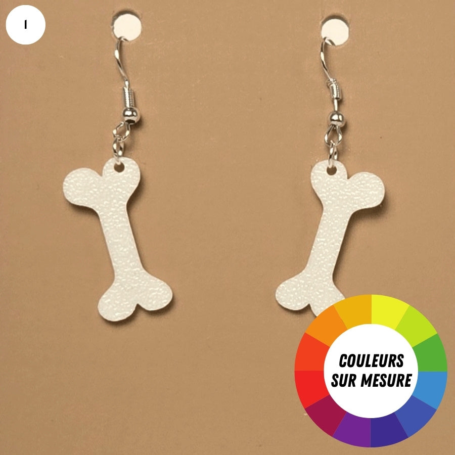 Boucle d'oreille en forme de Os grand avec crochets hypoallergéniques sans nickel