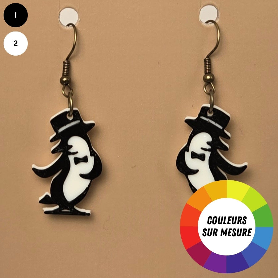 Boucle d'oreille en forme de Pingouin