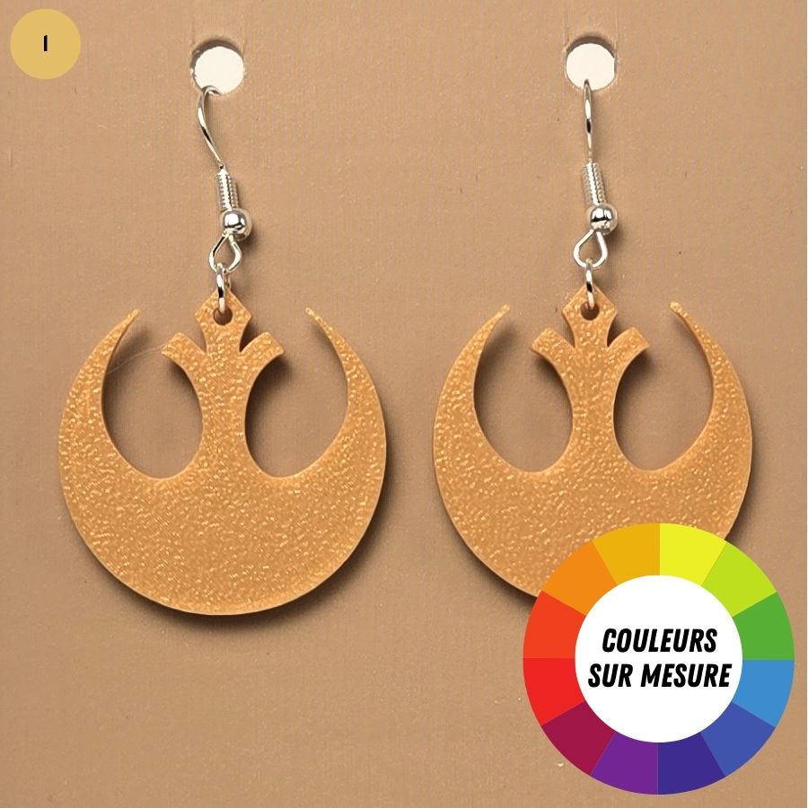 Boucle d'oreille en forme de Star Wars (Rebel Alliance) avec crochets hypoallergéniques sans nickel