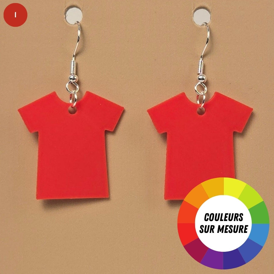 Boucle d'oreille en forme de T-Shirt avec crochets hypoallergéniques sans nickel