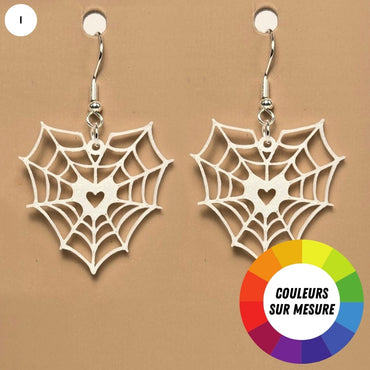 Boucle d'oreille en forme de Toile Araignée avec crochets hypoallergéniques sans nickel