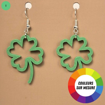 Boucle d'oreille en forme de trèfle 4 feuilles porte-bonheur avec crochets hypoallergéniques sans nickel
