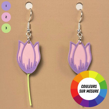 Boucle d'oreille en forme de Tulip avec crochets hypoallergéniques sans nickel