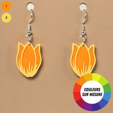 Boucle d'oreille en forme de Tulip avec crochets hypoallergéniques sans nickel