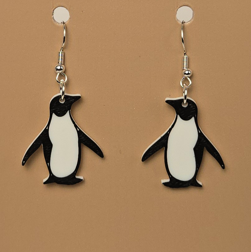 Boucle d'oreille en forme de Pingouin - Hypoallergénique