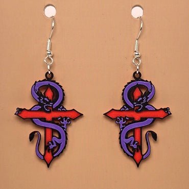 Boucle d'oreille en forme de Croix Dragon - Hypoallergénique