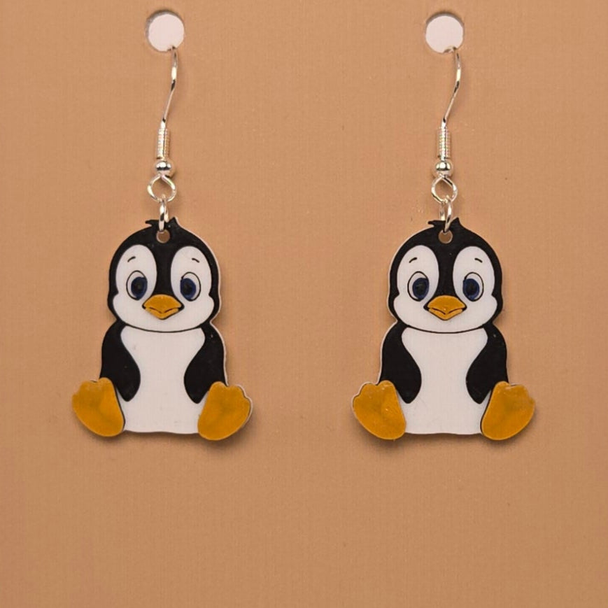 Boucle d'oreille en forme de Pingouin - Hypoallergénique
