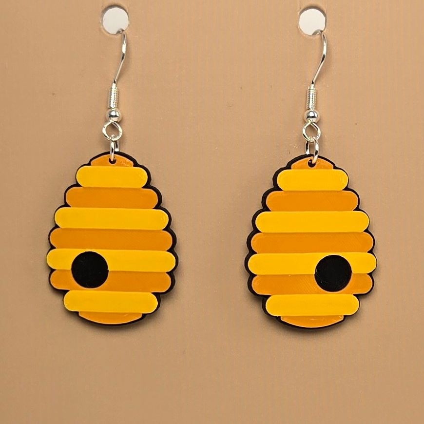 Boucle d'oreille en forme de Ruche d'abeille - Hypoallergénique