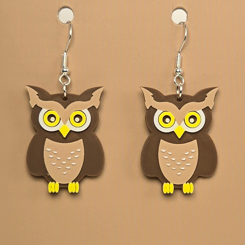 Boucle d'oreille en forme de Hibou - Hypoallergénique