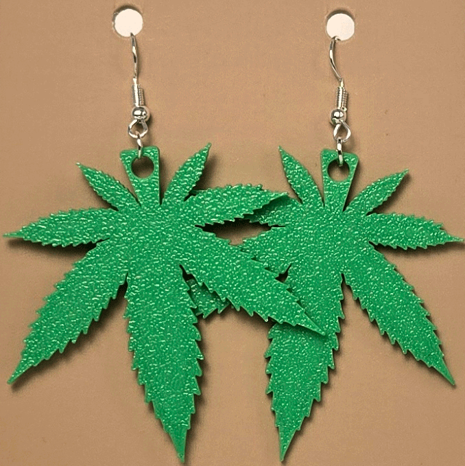 Boucle d'oreille en forme de Marijuana - Hypoallergénique