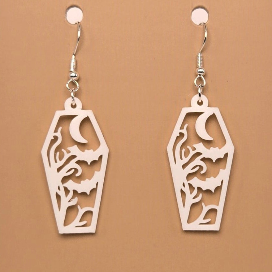 Boucle d'oreille en forme de Cerceuil Chauve-Souris - Hypoallergénique