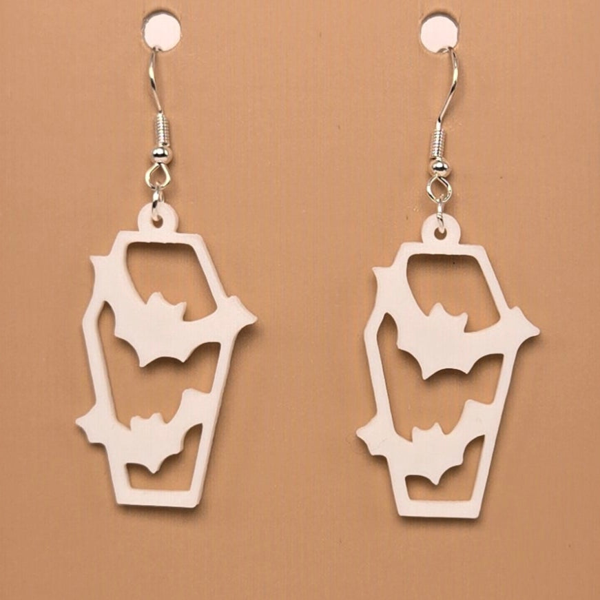 Boucle d'oreille en forme de Cerceuil Chauve-Souris - Hypoallergénique