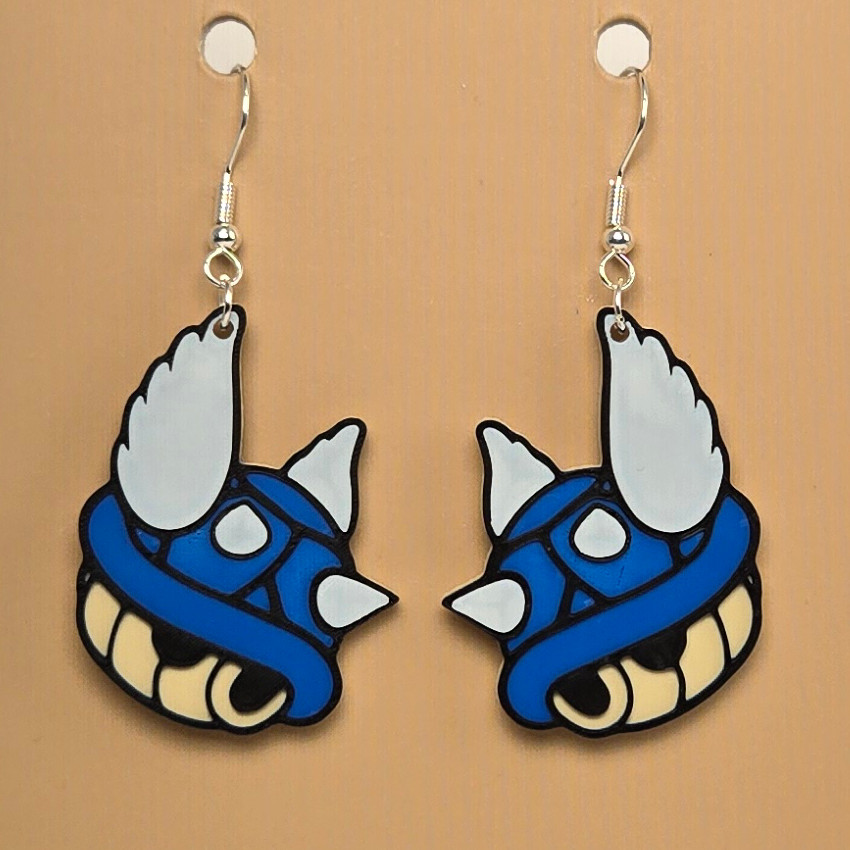 Boucle d'oreille en forme de Coquille bleu - Hypoallergénique