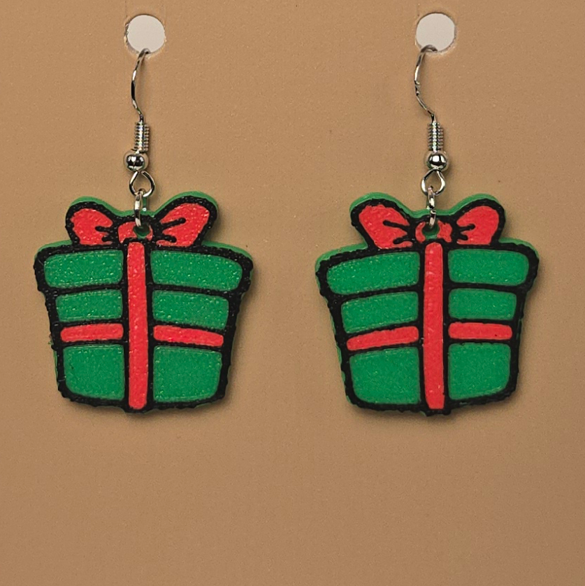 Boucle d'oreille en forme de Cadeau Noel - Hypoallergénique