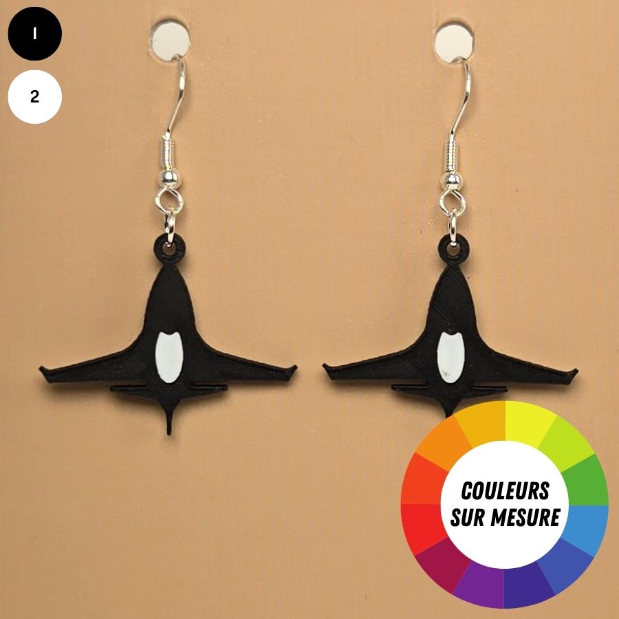 Boucle d'oreille en forme d'Avion avec crochets hypoallergéniques sans nickel