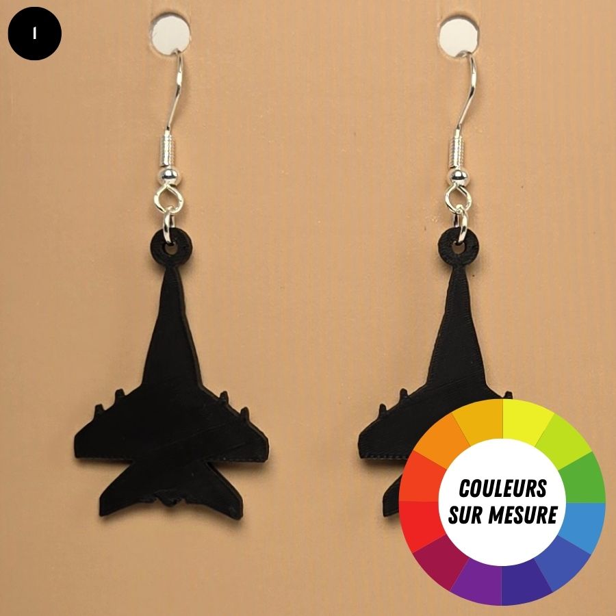 Boucle d'oreille en forme d'Avion avec crochets hypoallergéniques sans nickel