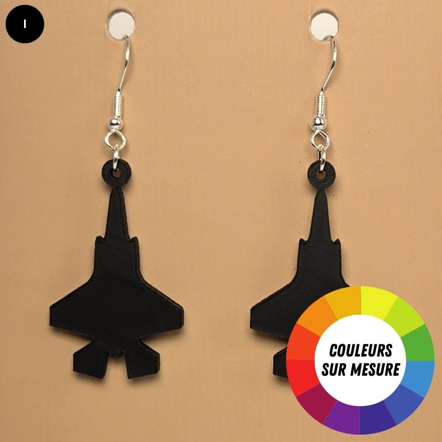 Boucle d'oreille en forme d'Avion avec crochets hypoallergéniques sans nickel