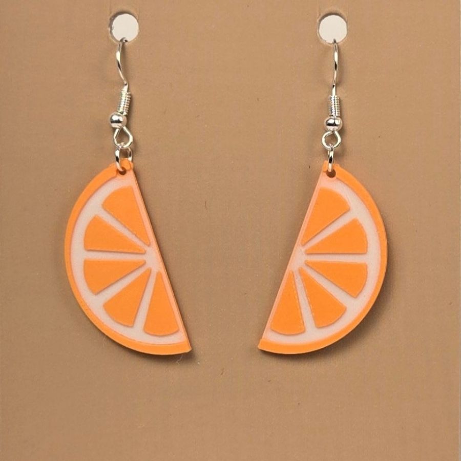 Boucle d'oreille en forme d'Orange avec crochets hypoallergéniques sans nickel