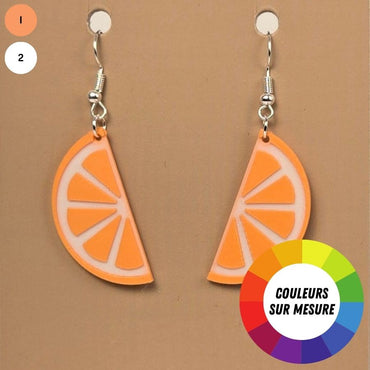 Boucle d'oreille en forme d'Orange avec crochets hypoallergéniques sans nickel