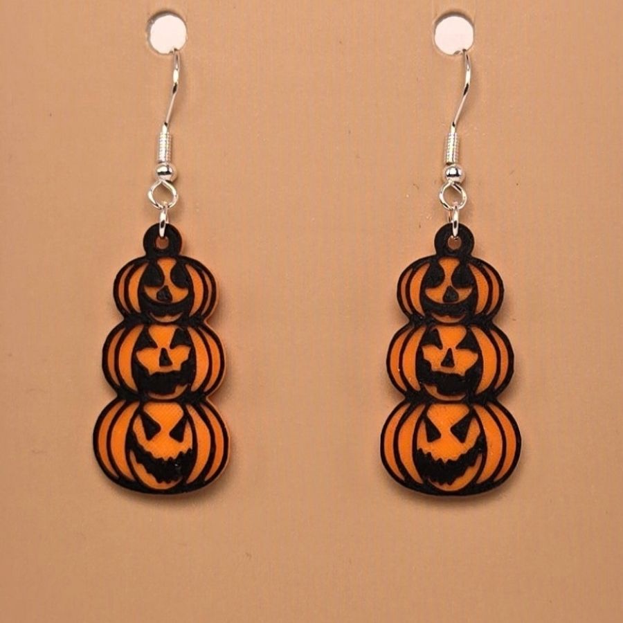 Boucle d'oreille en forme de 3 Citrouilles avec crochets hypoallergéniques sans nickel